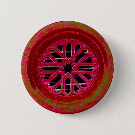 knop rood mandala venster ronde button 5,7 cm (Voorkant)