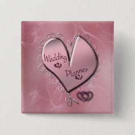 Knop roos bruiloft vierkante button 5,1 cm