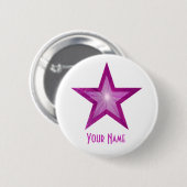 Knop Roze Star 'Jouw naam' wit Ronde Button 5,7 Cm (Voorkant /achterkant)