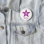 Knop Roze Star 'Jouw naam' wit Ronde Button 5,7 Cm (In situ)