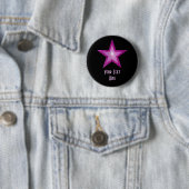 Knop Roze Star 'Jouw tekst' zwart Ronde Button 5,7 Cm (In situ)
