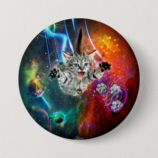 Knop Ruimte-kat Ronde Button 7,6 Cm (Voorkant)