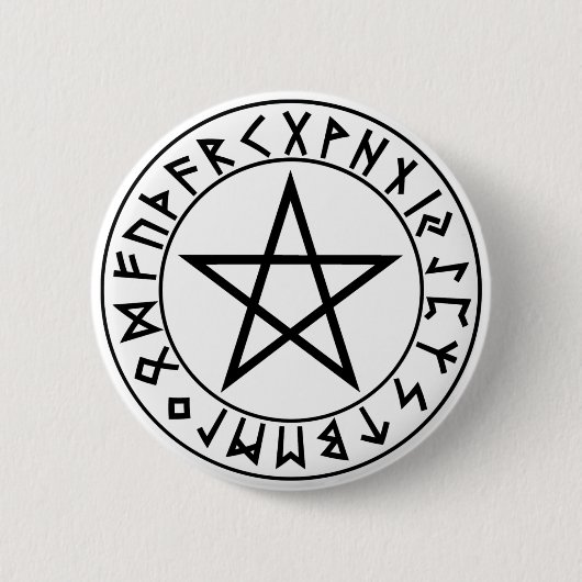 Knop Rune Pentacle Ronde Button 5,7 Cm (Voorkant)
