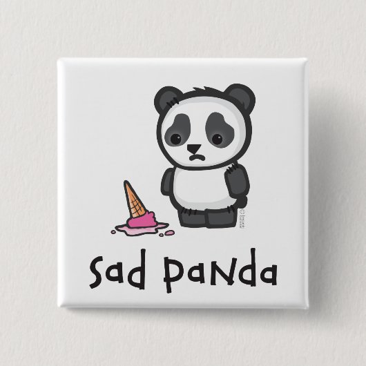 Knop Sad Panda Vierkante Button 5,1 Cm (Voorkant)