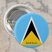 Knop Saint Lucia, patriottisch Saint Lucia Vlag Ronde Button 3,2 Cm