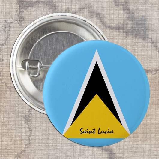 Knop Saint Lucia, patriottisch Saint Lucia Vlag Ronde Button 3,2 Cm