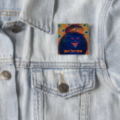 Knop Scary Cat Blue "Jouw tekst" Vierkante Button 5,1 Cm (In situ)