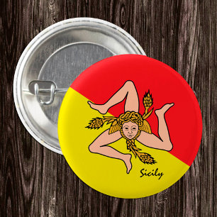 Knop Sicilië, patriottische Siciliaanse vlag mode Ronde Button 3,2 Cm