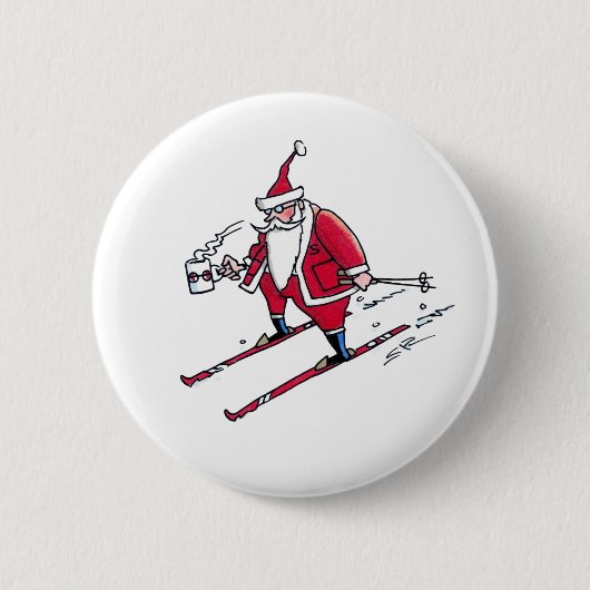 Knop Skiing voor kerstmis Ronde Button 5,7 Cm (Voorkant)