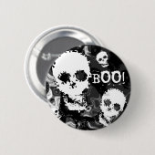 Knop Skull Specters B&W 'Boo!' Ronde Button 5,7 Cm (Voorkant /achterkant)