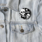 Knop Skull Specters B&W 'Boo!' Ronde Button 5,7 Cm (In situ)