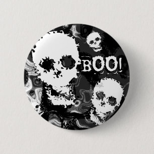 Knop Skull Specters B&W 'Boo!' Ronde Button 5,7 Cm
