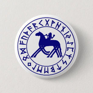 Knop Sleipnir Shield Blue Ronde Button 5,7 Cm