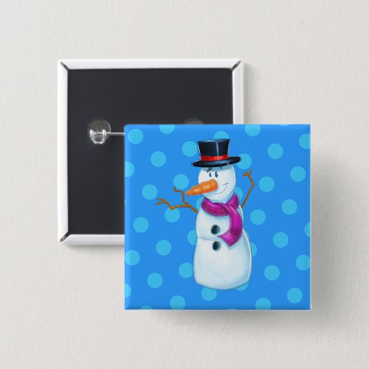 Knop Snowman cartoon dad Vierkante Button 5,1 Cm (Voorkant /achterkant)