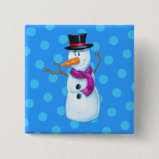 Knop Snowman cartoon dad Vierkante Button 5,1 Cm (Voorkant)