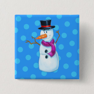 Knop Snowman cartoon dad Vierkante Button 5,1 Cm