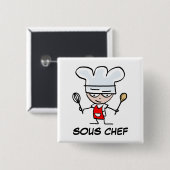 Knop Sous chef pinback Vierkante Button 5,1 Cm (Voorkant /achterkant)