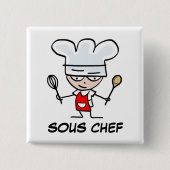 Knop Sous chef pinback Vierkante Button 5,1 Cm (Voorkant)