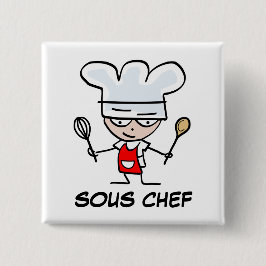 Knop Sous chef pinback Vierkante Button 5,1 Cm