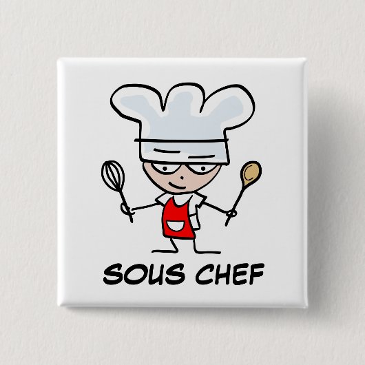 Knop Sous chef pinback Vierkante Button 5,1 Cm (Voorkant)