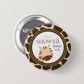 Knop Tan + bruine zebra jongens baby shower Ronde Button 5,7 Cm (Voorkant /achterkant)