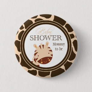 Knop Tan + bruine zebra jongens baby shower Ronde Button 5,7 Cm