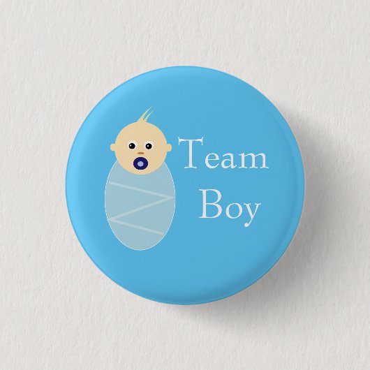 Knop Team Boy Blue Baby shower Ronde Button 3,2 Cm (Voorkant)
