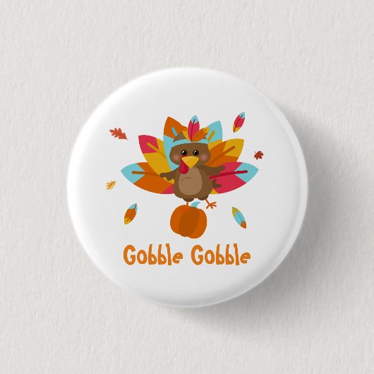 Knop Thanksgiving Turkije knoppen Herfst thema Ronde Button 3,2 Cm (Voorkant)