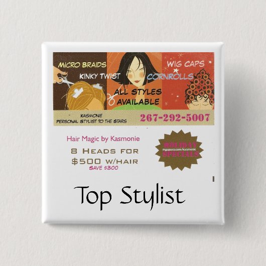 Knop Toplijst Stijlen Vierkante Button 5,1 Cm (Voorkant)