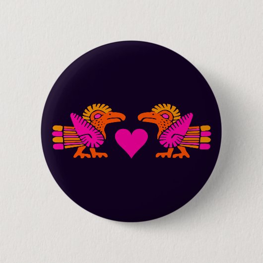 Knop Tortelduifjes - Aanpasbaar Ronde Button 5,7 Cm (Voorkant)