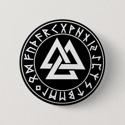 knop Tri-driehoekig Rune Shield on Blk Ronde Button 5,7 Cm (Voorkant)