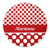 Knop Trommel van Rood Polka Dot Design (Voorkant)
