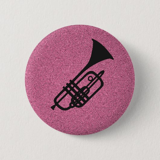 Knop Trumpet silhouette cartoon Ronde Button 5,7 Cm (Voorkant)