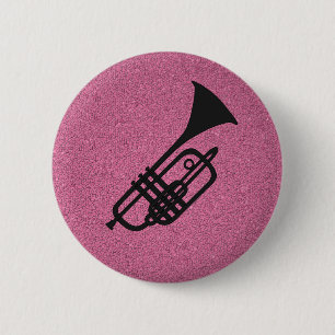 Knop Trumpet silhouette cartoon Ronde Button 5,7 Cm