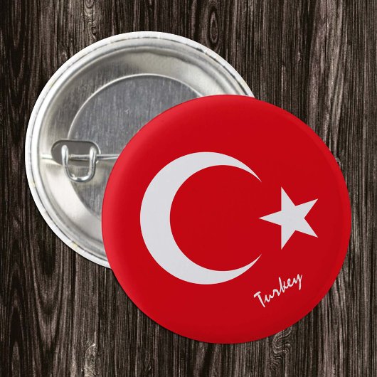 Knop Turkije, patriottische mode Turkse vlag Ronde Button 3,2 Cm