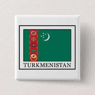 Knop Turkmenistan Vierkante Button 5,1 Cm