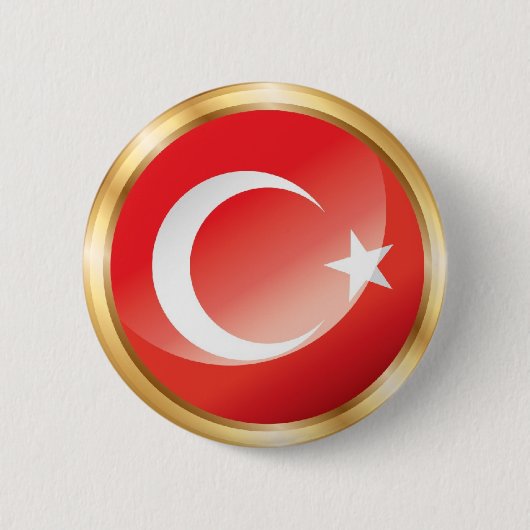 Knop Turkse vlag Ronde Button 5,7 Cm (Voorkant)