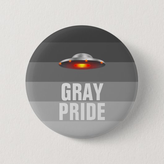 Knop UFO Grey Pride Ronde Button 5,7 Cm (Voorkant)