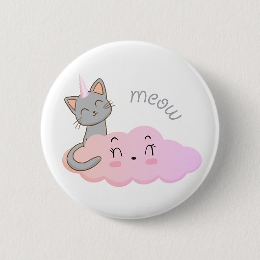Knop Unicat Cloud Meow Ronde Button 5,7 Cm (Voorkant)