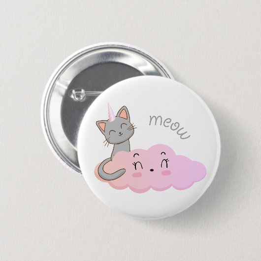 Knop Unicat Cloud Meow Ronde Button 5,7 Cm (Voorkant /achterkant)