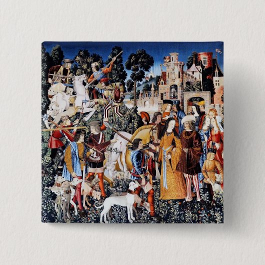 Knop Unicorn Tapestry #6 Vierkante Button 5,1 Cm (Voorkant)