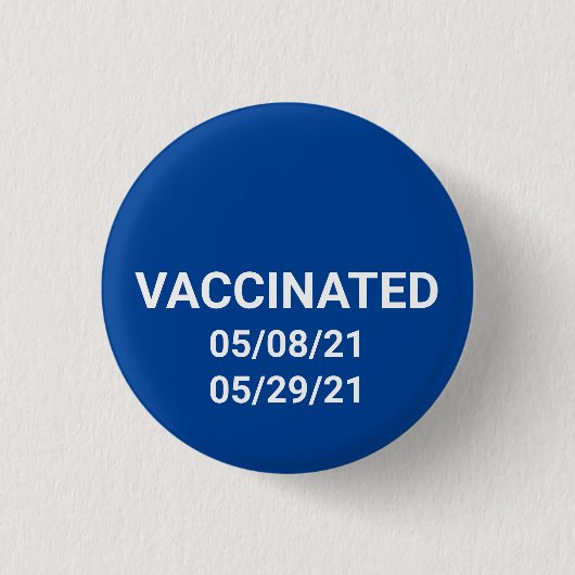 Knop Vaccineerde blauwe witte datums Ronde Button 3,2 Cm (Voorkant)