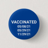 Knop Vaccineerde blauwe witte datums Ronde Button 3,2 Cm (Voorkant)