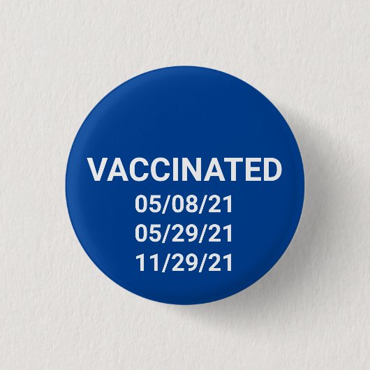Knop Vaccineerde blauwe witte datums Ronde Button 3,2 Cm (Voorkant)