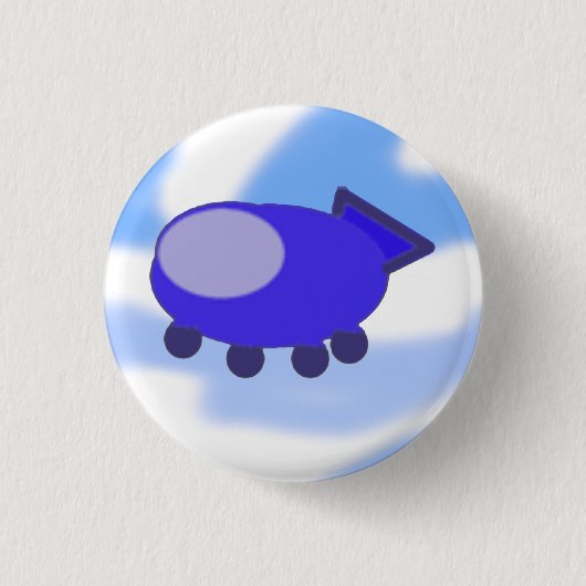 Knop van het Flying Blue-ruimteschip Ronde Button 3,2 Cm (Voorkant)