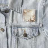 Knop van Ivoren Bloemen Vierkante Button 5,1 Cm (In situ)