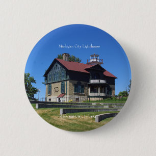 Knop van Michigan City Lighthouse Ronde Button 5,7 Cm