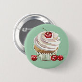 Knop vanilla cherry cupcake badge ronde button 5,7 cm (Voorkant /achterkant)