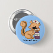 Knop Verpleegkundige Eekhoorn Ronde Button 5,7 Cm (Voorkant /achterkant)