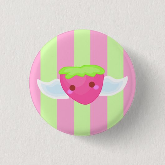 Knop Vliegaardbei! Ronde Button 3,2 Cm (Voorkant)